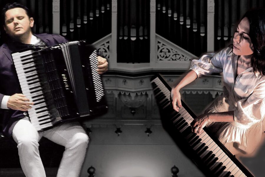 Nihad Hrustanbegovic met accordeon en Maryna Krylova aan de vleugel